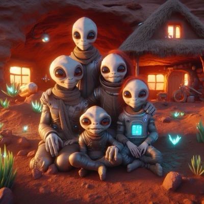 A Martian family - posing for a photo